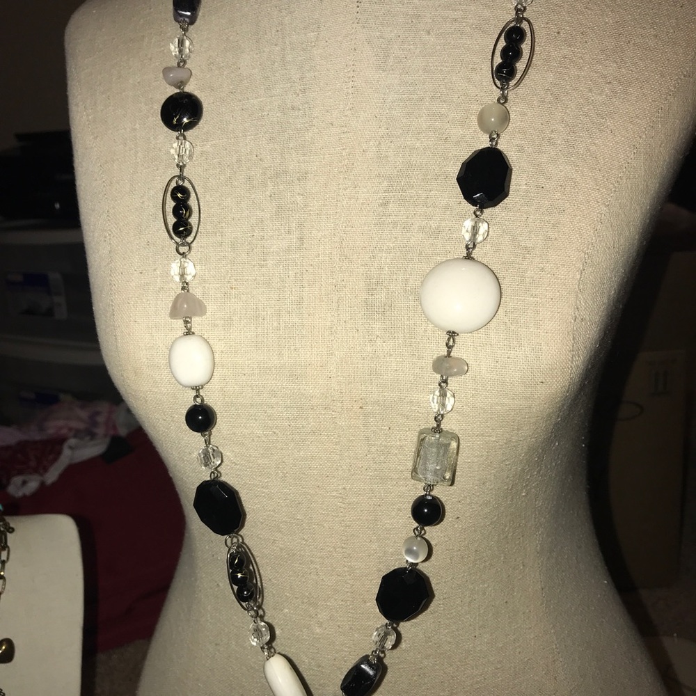 Black and white necklace with different shapes